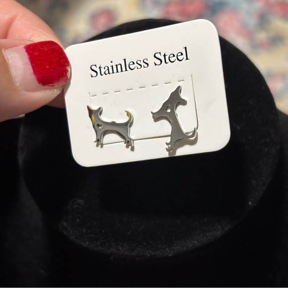 Cute Dog Earrings - Stainless Steel, Stud-Style Earrings, Dog Silouhette! - Picture 6 of 7